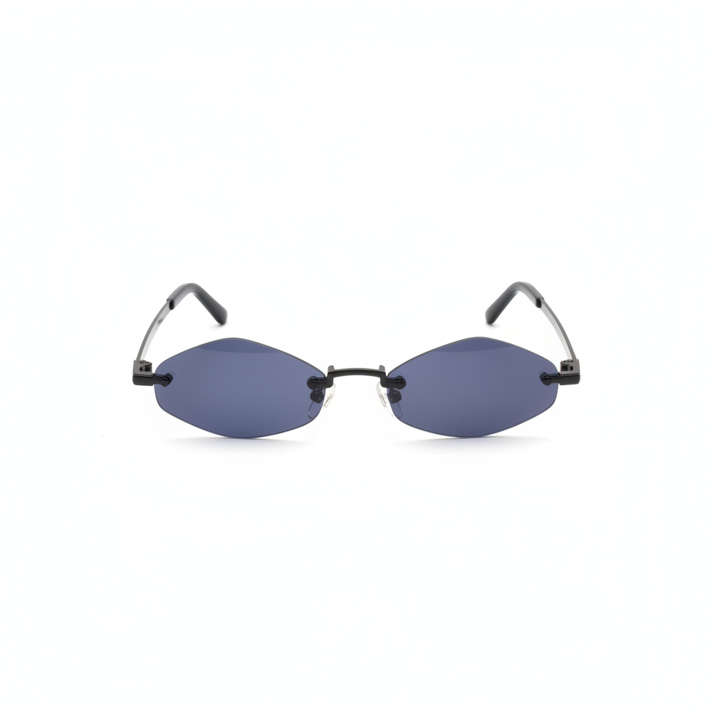 Occhiali rimless con lenti blu